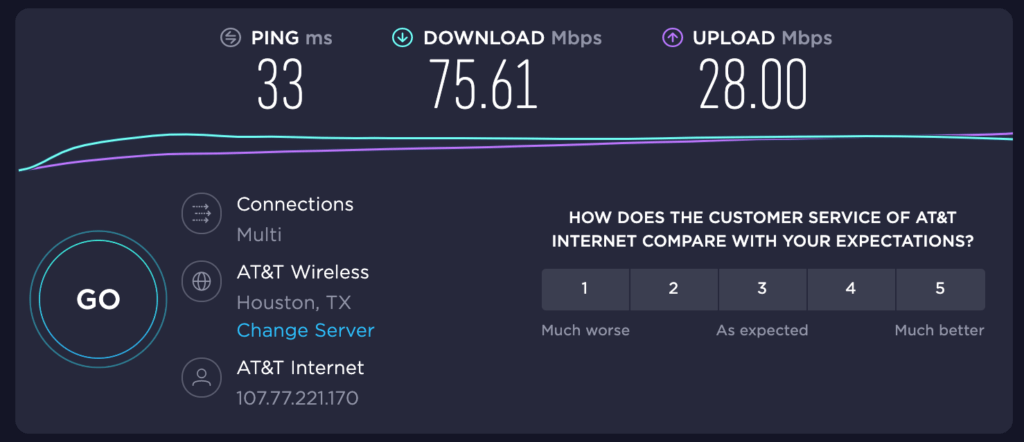 pepwave speed test results